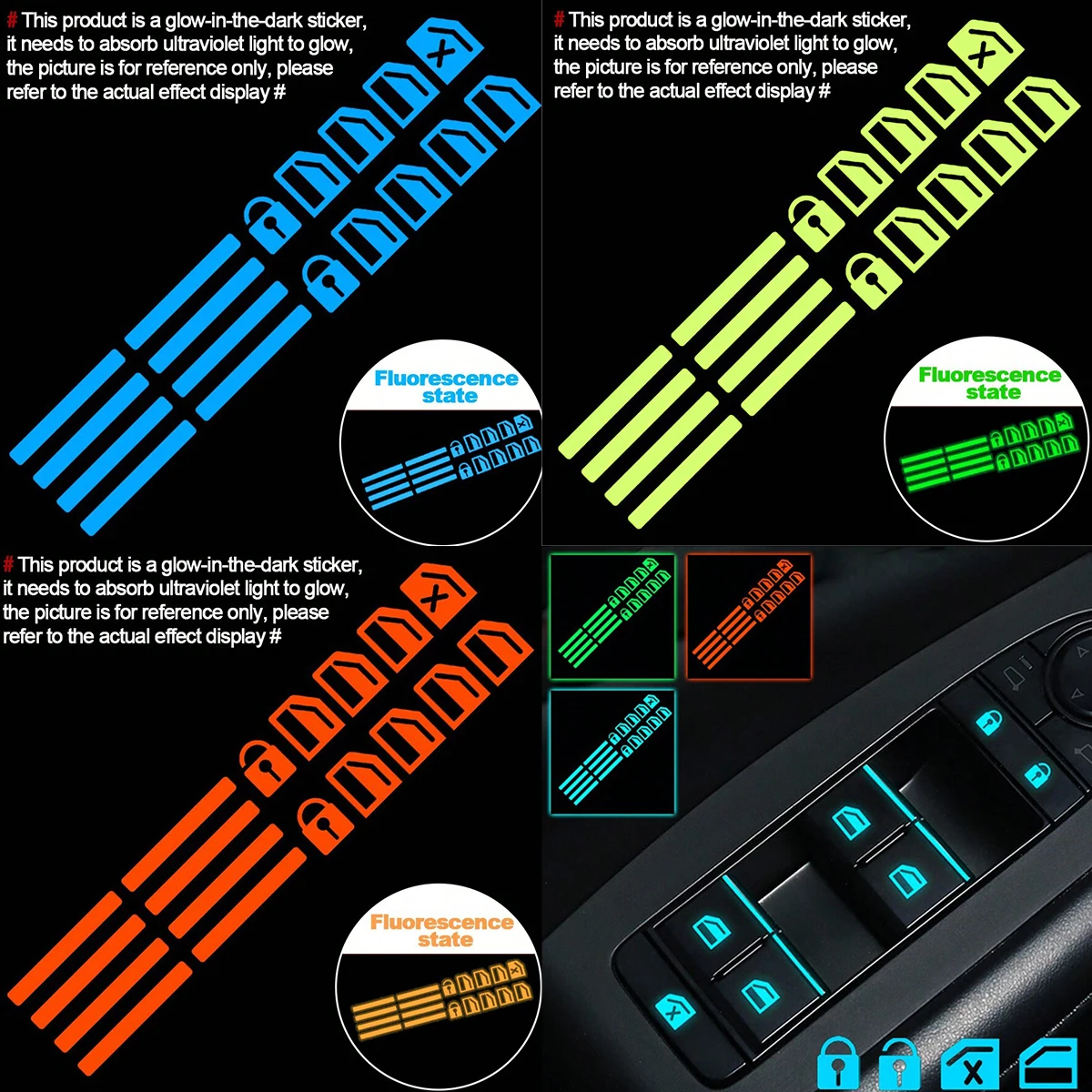 Car Accessories For Inside - 18 pegatinas luminosas para botones de
